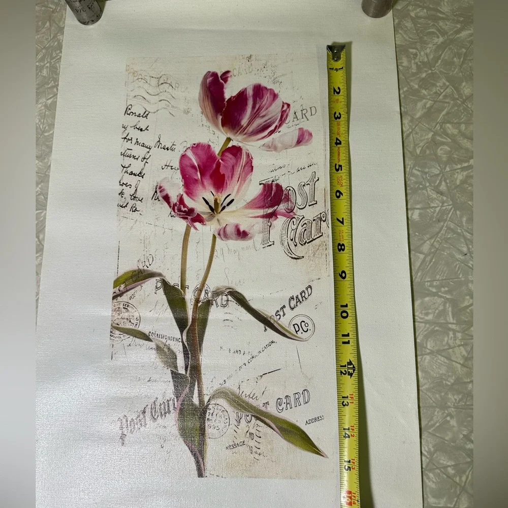 Printed art on Canvas Pink‎ Tulips Vintage Style Craft